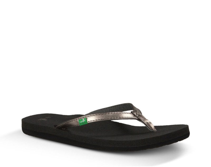 Sanuk Yoga Joy Metallic - Sanuk Flip Flops Womens Black / Gold - Philippines YVZNCT971